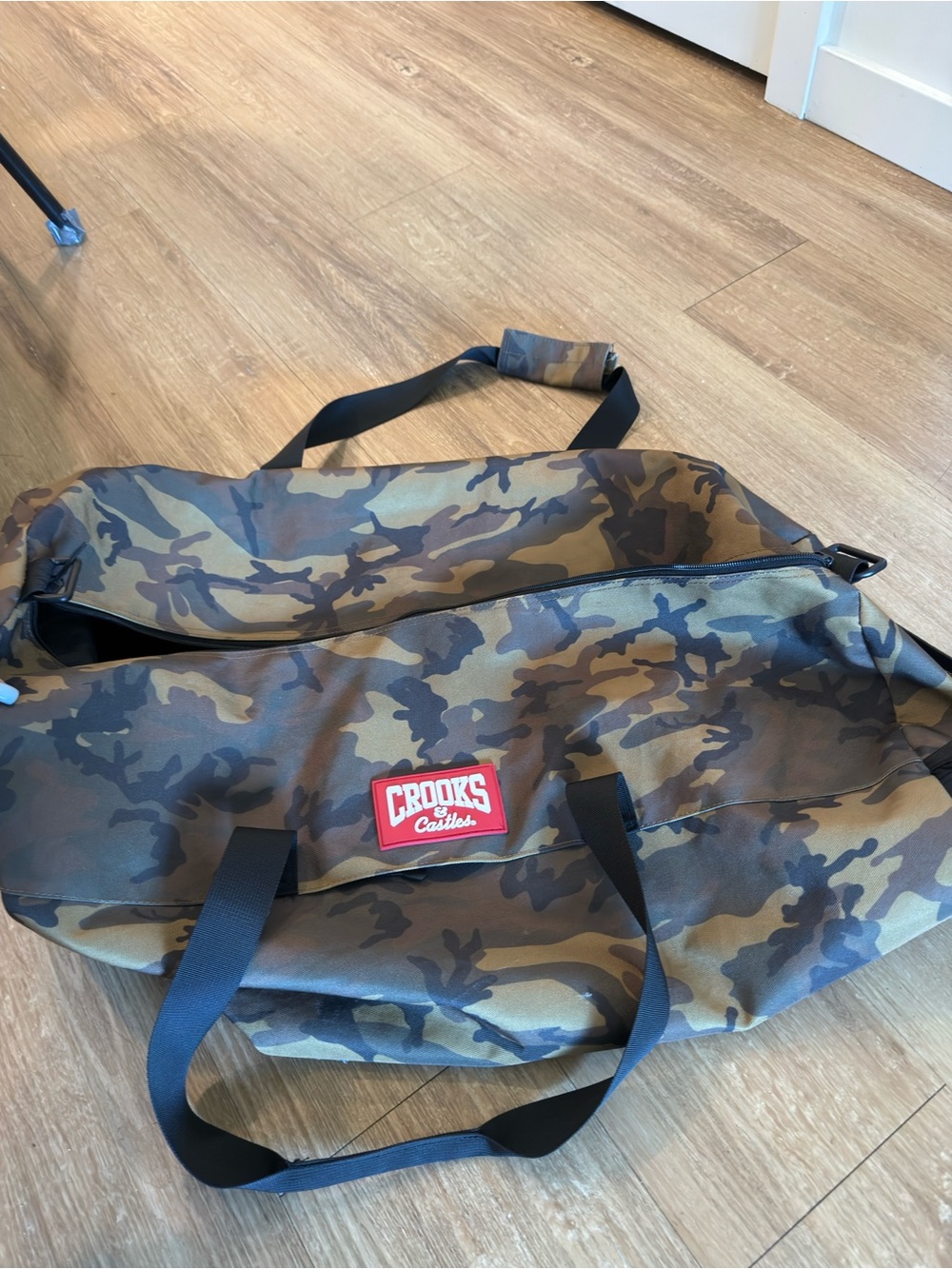 Crooks & Castles Camo Duffel Bag - Olive Green & Brow